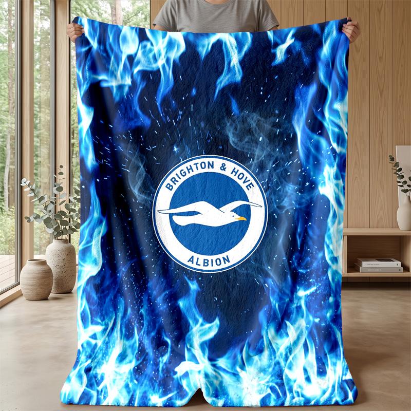 Coperta in Flanella con Stampa Calcio Brighton & Hove Albion, Coperta Morbida Calda Leggera per Divano Letto Campeggio