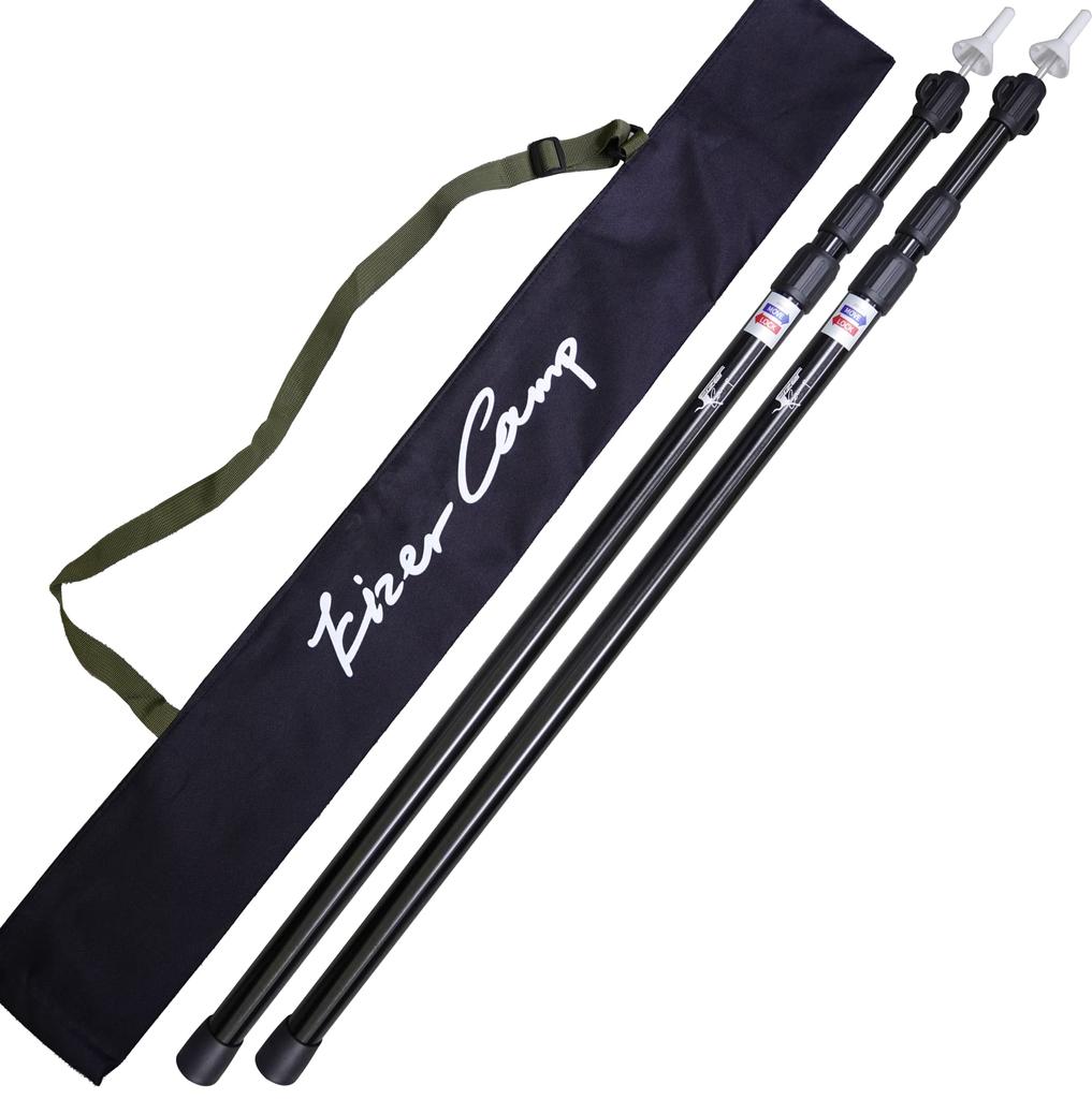 Eizer Camp Outdoor Tarp Poles, Set of 2, Aluminum, Lightweight, 230cm, Available in Black, Green, and Bronze (Black)