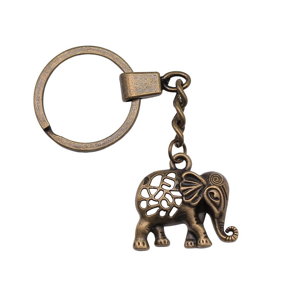 Pendentifs Porte-clés Éléphant Amoureux des Animaux Bijoux en Métal Artisanat Anneau 30mm
