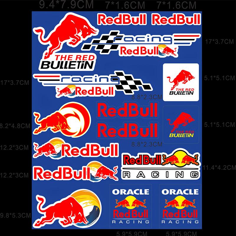 Motorcycle Stickers, Red Bull Events Sponsored Stickers, Plastic Helmet, Car Body, Homemade Decorative Waterproof Sunscreen Stickers Tank