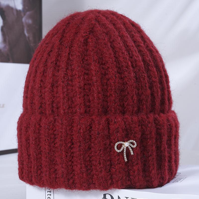 

Женская новая зимняя теплая вязаная шапка, корейская универсальная, для большого обхвата головы, подчеркивающая лицо, маленькая, ветрозащитная, с защитой ушей, шерстяная шапка