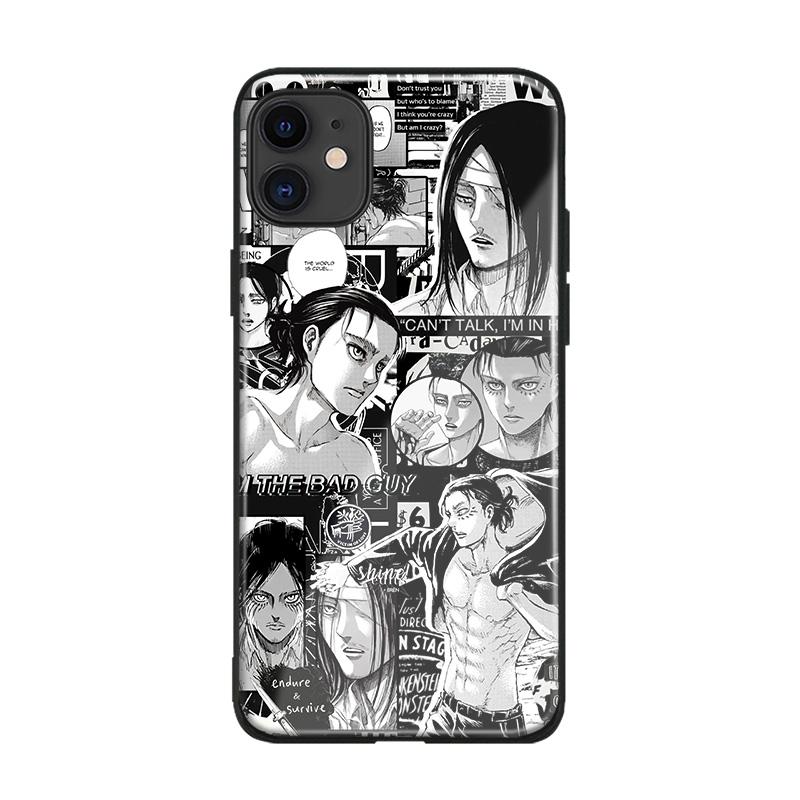 

М який силіконовий скляний чохол Shingeki no Kyojin Eren Yeager для iPhone SE 6 7 8 Plus X XR XS 11 12 13 Mini Pro Max 7Plus 8Plus&Soft Silicone Case