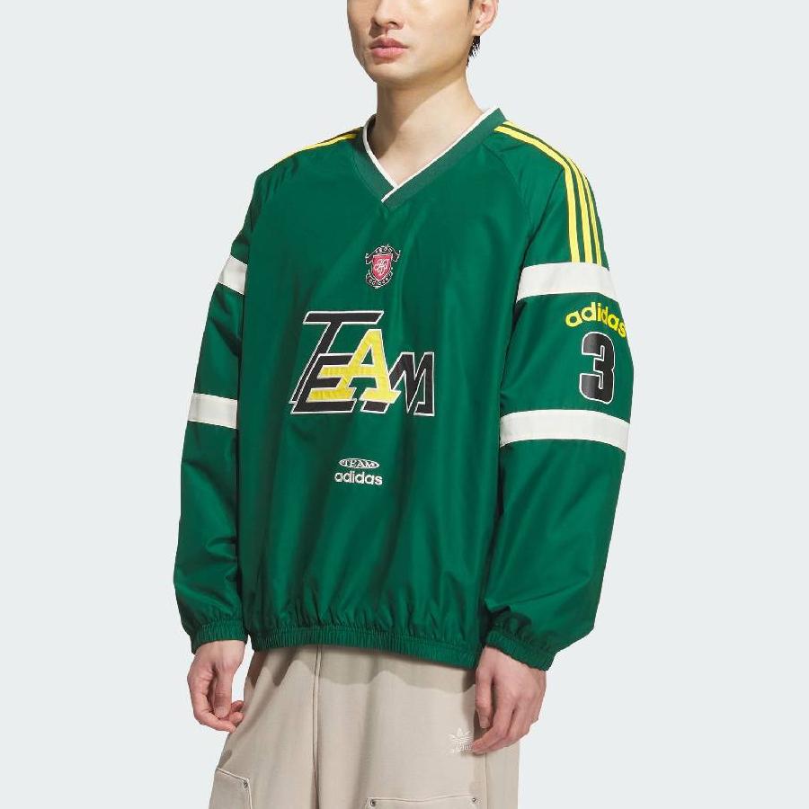 Adidas Originals FW25 Team Woven Pullover Logo Three Stripes Loose Fit Long Sleeve Sweatshirt Men Sweatshirt KC0113