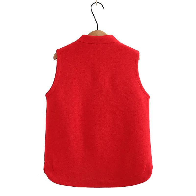 Spring and Autumn Waistcoat Women's Plus Size Western Style Thin Woolen Pocket Embroidered Waistcoat Fashion Waistcoat Jacket