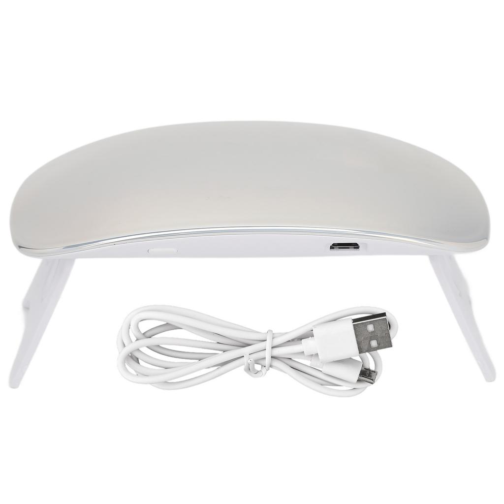 Nail Lamp 6W Portable Foldable Handheld Fast Curing Dryer UV LED Nail Light for Manicure Silver