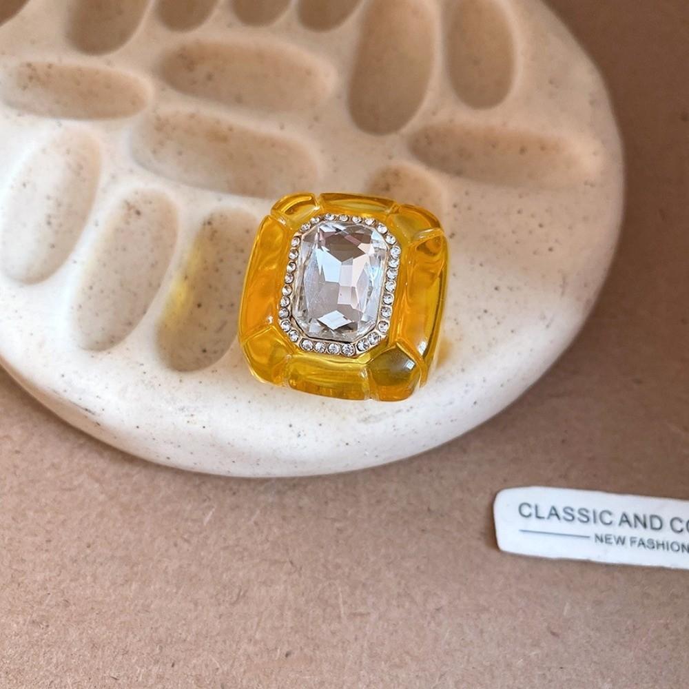 Exaggerated Acrylic Resin Ring Candy Color Big Dome Plain Ring Geometric Ring Jewelry Gifts