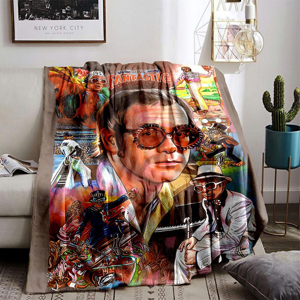 Colorful Elton John Art Blanket for All Seasons Blanket Lunch Break Throw Gift