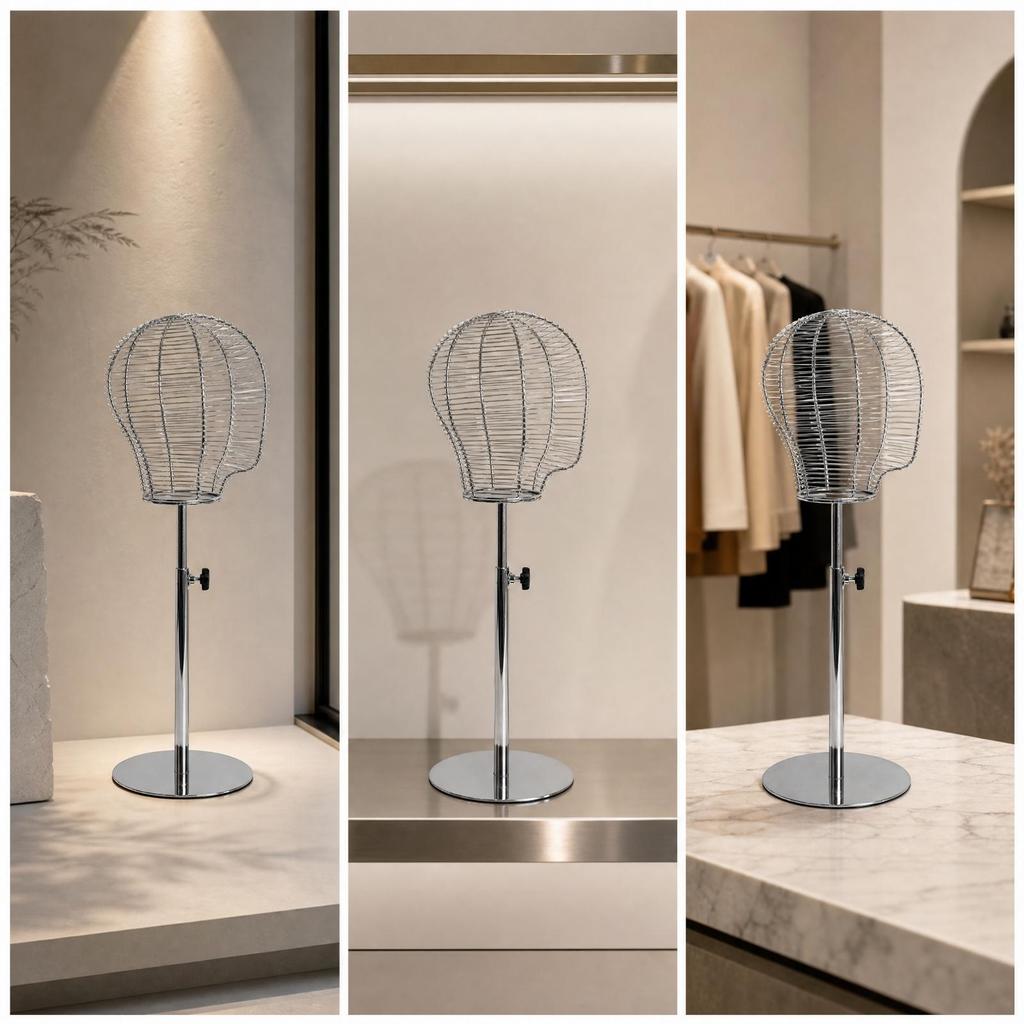 Metal Wire Mannequin Head Display Stand Freestanding for Boutique Owners