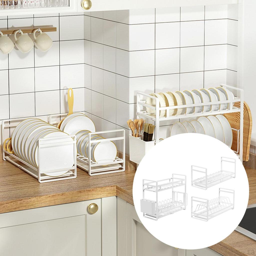 Bowl Cup Holder Carbon Steel Dish Organizer Stand Rustproof Drying Plate Rack