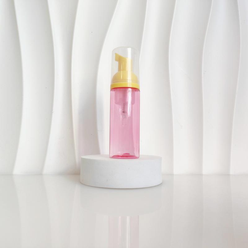 60ml Red Translucent Mousse Dispenser: Cosmetic Brush Foam Bottle for Face Wash and Travel Use