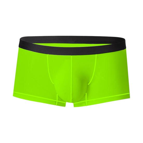 Men Boxer Underwear Summer Patchwork Color U-Convex Ice Silk Thin Boxer Briefs L зелёный