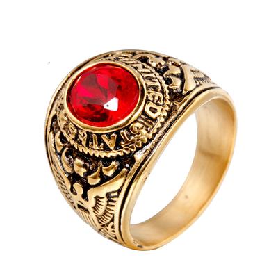 Edelstahl Adler Ring Militärisch Vintage Band mit Diamant Mehrfarbig Titan Schmuck