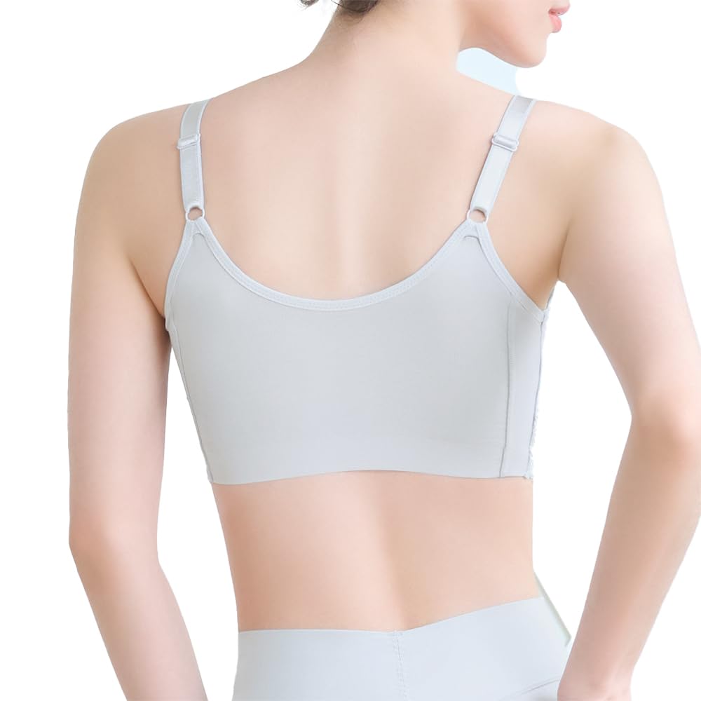 Bradelis New York Wireless Cotton Blend Stretch Hybrid Heart Cup Size Ash Medium Shapewear, Bra, 25, Blue,