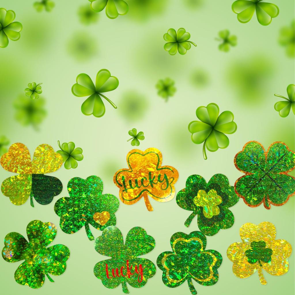 500Counts Patricks Day Decoration Sticker Sparkling Shamrock Sticker Label for Journal Notebook Phone Case Scrapbooking