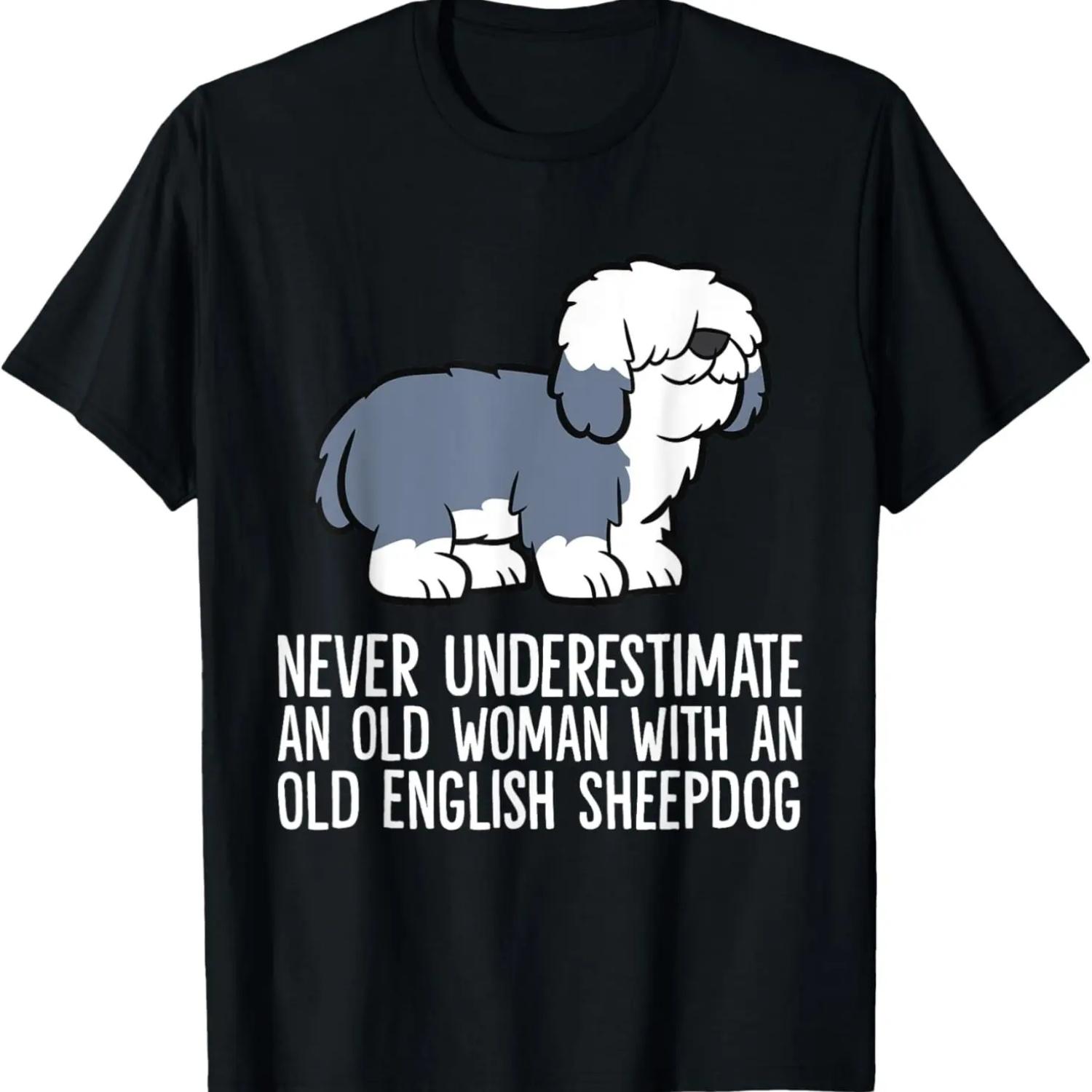 

Never Underestimate An Old Woman With An English Sheepdog T-Shirt XXXXXL чорний