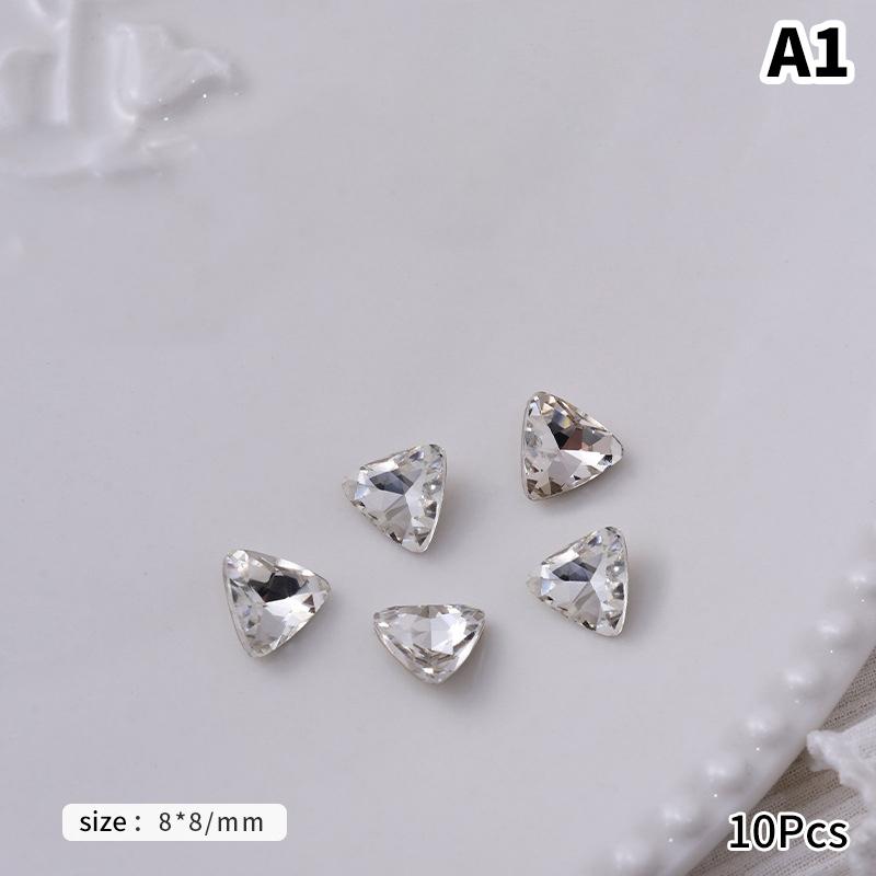 10 Stück Weiß Durch Nagel Punkt Diamant Accessoires Herzform Wassertropfen Steine Für DIY Nageldekoration