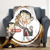 1pc Bean Family Flannel Throw Blanket HD Printed Lightweight Soft Warm All Season Blanket for Sofa, Bed, Travel, Camping Machine Washable