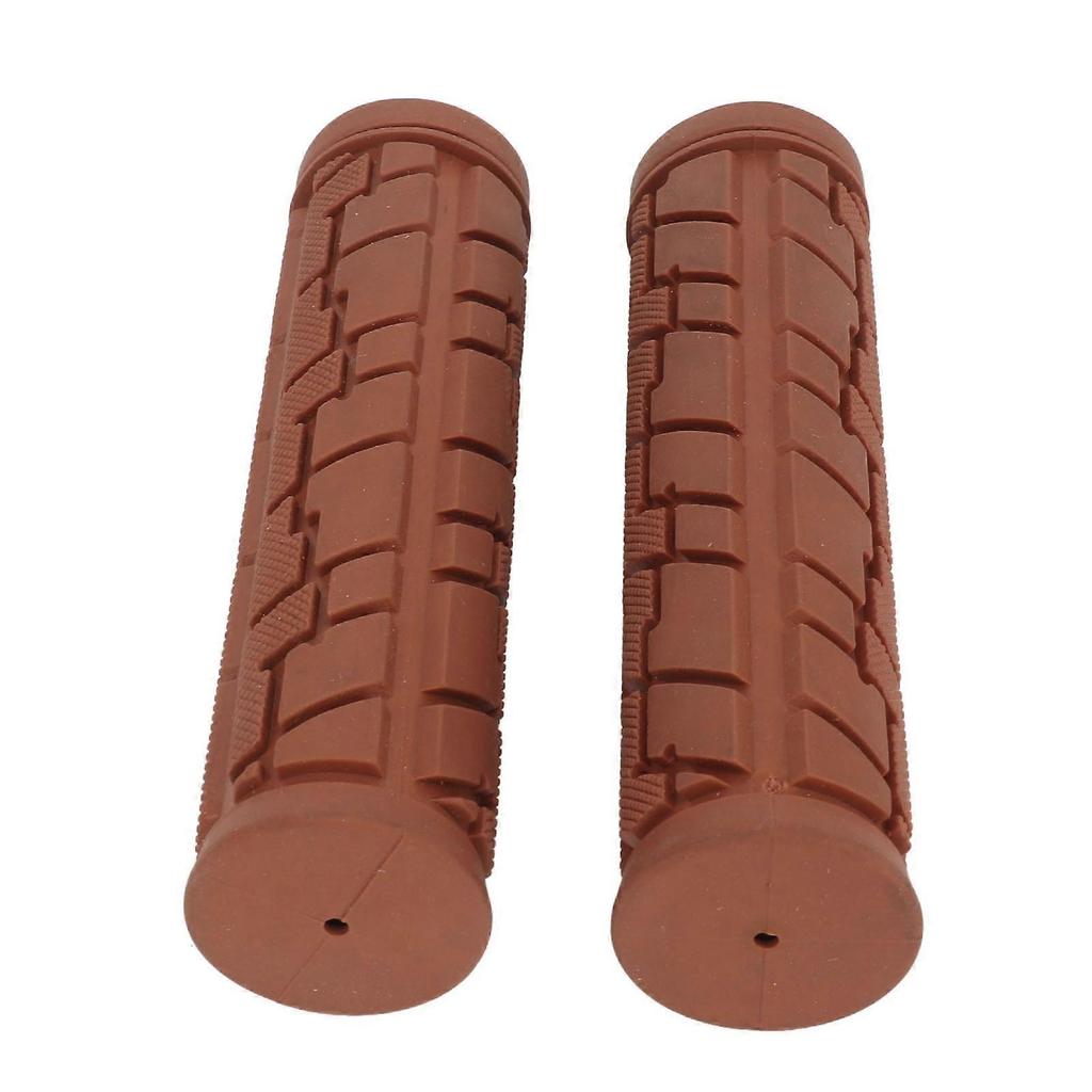 1 Pair Bike Handlebar Grips Brown Rubber Universal Shock Resistance Ergonomic Comfortable Bike Handle Grips for Bicycles Folding Bikes