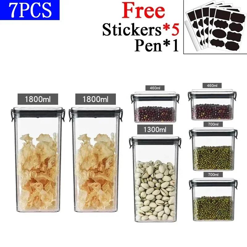 460/700/950/1300/1800ml Tjock Förseglad Förvaringstank Transparent Fyrkantig Förvaringslåda för Torkad Frukt Kök Spannmålsförvaringsburk Behållare