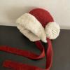 Autumn and winter plush thickened red ear protectors wool hat women's big head circumference warm knitted hat strapped Lei Feng hat tide