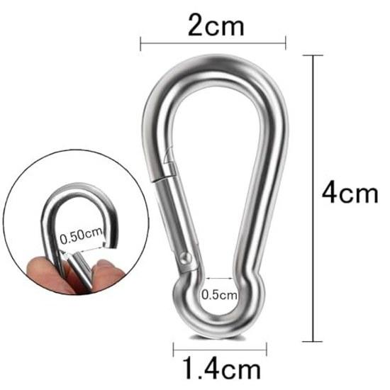 Karabina 304 Paslanmaz Çelik Yaylı Kanca Anahtar Tutucu Küçük Büyük Dayanıklı Snap Yük Kapasitesi 50kg (4cm Set 10)