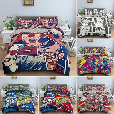Cartoon Patroon Beddengoed Set 3D Graffiti Gedrukt Dekbedovertrek Set King Queen Twin Dekbedovertrek Voor Slaapkamer Luxe Beddengoed