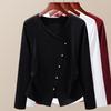 White Pinch Waist Top Autumn New Women's Clothing Design Sense Niche Quality Long-sleeved Women