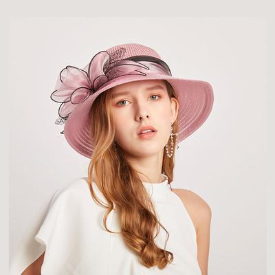 Summer Hats for Women Organza Flower Mesh Sunshade Hat Vacation Beach Hat Wide Brimmed Sun Hat Sun Protection Sombreros De Mujer