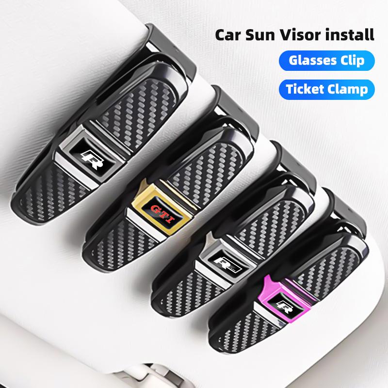 Lijk1 ABS Car Glasses Clip Card Holder Ticket Clamp Auto Accessories For VW Golf Polo GTI Scirocco ID.3 Passat Tiguan CC Jetta Touareg