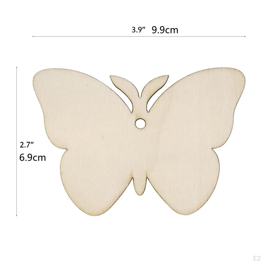 30Pcs Wooden Butterfly Shaped Unfinished Blank Signs Craft with Ropes for Party Decoration