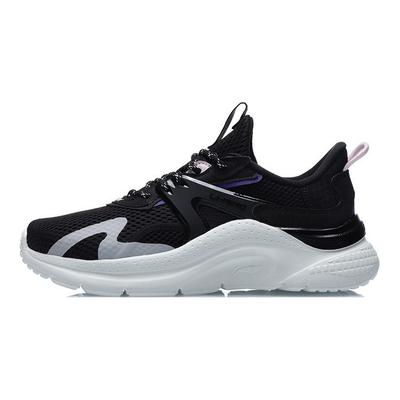 Li Ning Flow Cloud Lightweight Non-Slip Wear-Resistant Lightweight Low-Top Running Shoes Women Sneakers Black White AGLR036-1