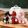 Exquisite Cartoon Pferd Schlüsselanhänger Handwerkskunst Mit Schal Pony Plüschpuppe Stofftier Schwarz Simulationspferd Spielzeug Raumdekoration