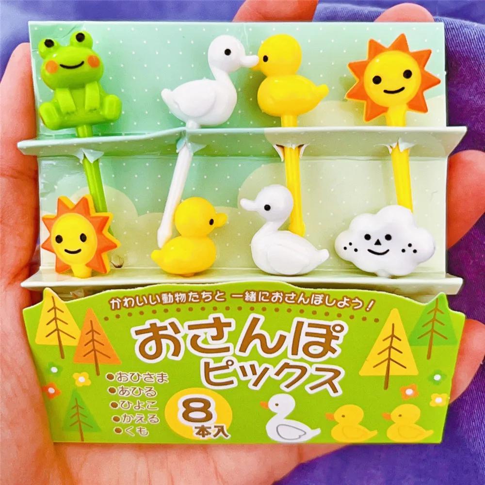 

Cute Animal Frog Duck Fruit Fork Toothpicks Food Stick Picks Mini Lunch Box Bento Decoration Kids Party Toppers Skewers
