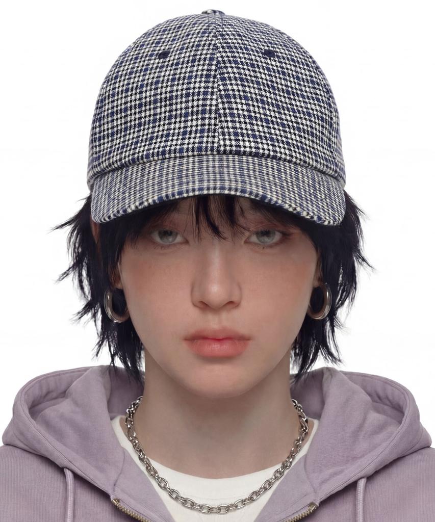 Eondeokeonteulol Check Pattern Ball Cap Pop Hound / Authentic Bb / Blue Check