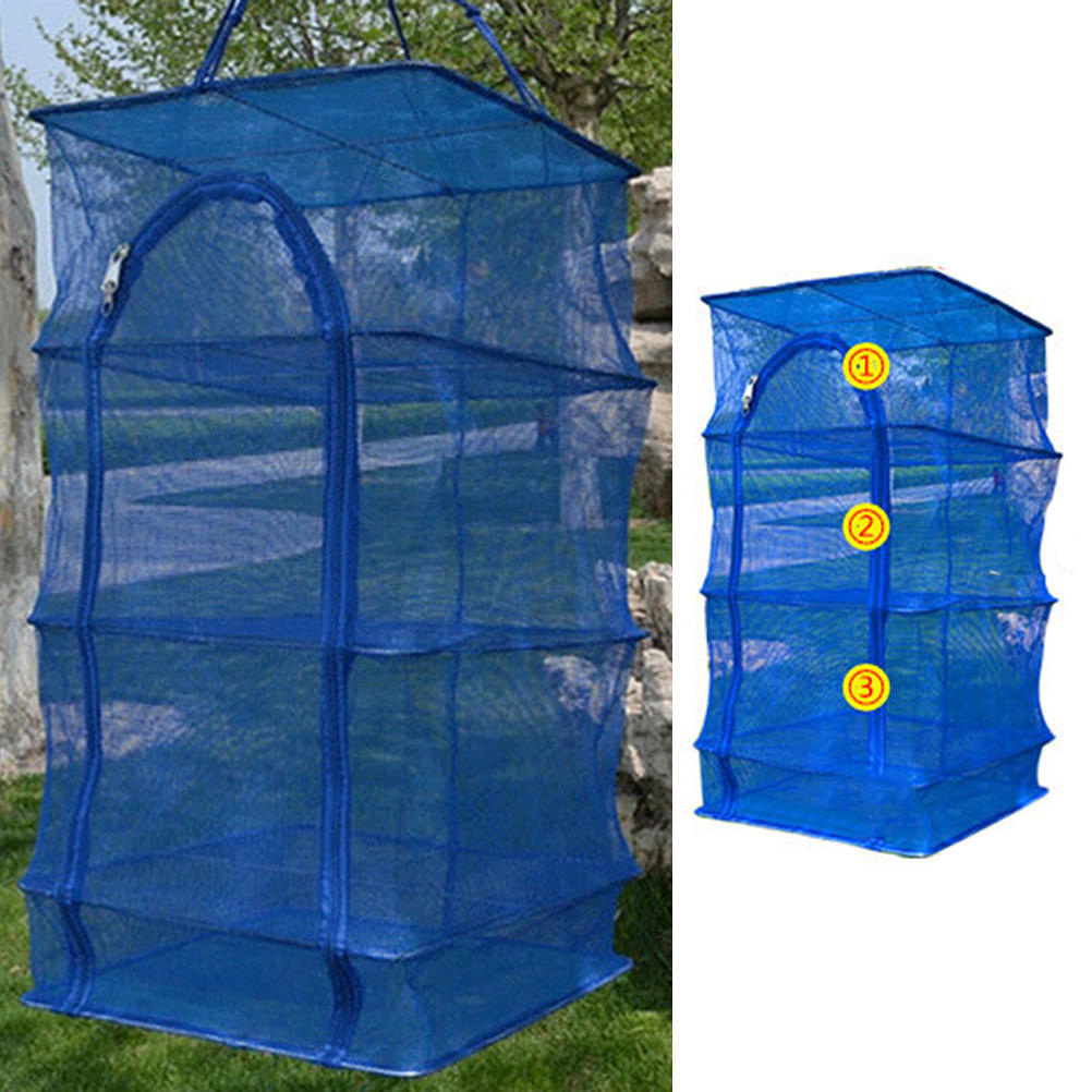 Outdoor Hanging Drying Tableware Food Dry Net 3 Layer Shelf Hang Cage Fish Rack