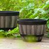 Flowerpot with Built-In Drainage System Rustic Barrel Style Decorative Garden Planter