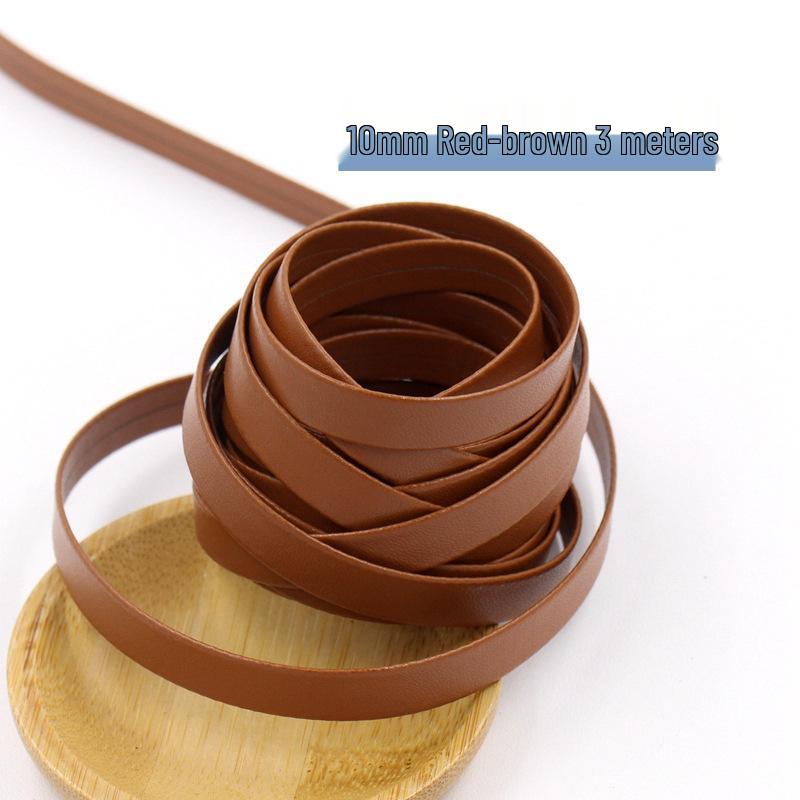 1 cm breiter PU-Leder-Paspelbesatz - 10 mm flaches Band für DIY-Schmuck, Kleidung, Gepäck und Bastelarbeiten