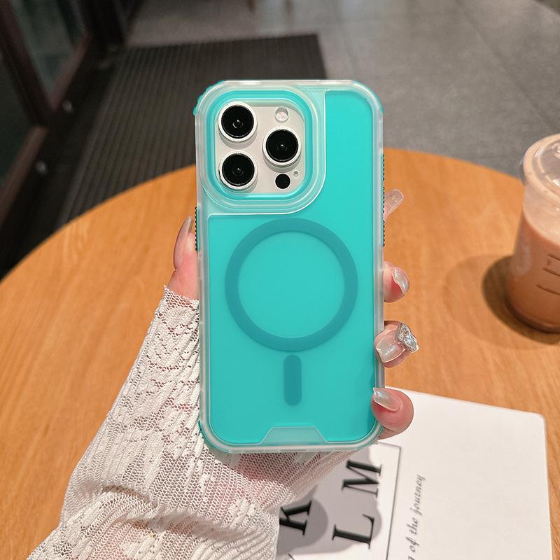 

For IP15 Pro Second Generation Colorful 3-in-1 Magnetic Skin-sensitive Oil-proof Mobile Phone Case for IP16pro Max For iPhone 15 pro