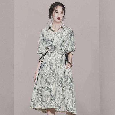 2025 Sommer Böhmisches Midikleid mit Kordelzug und halblangen Ärmeln