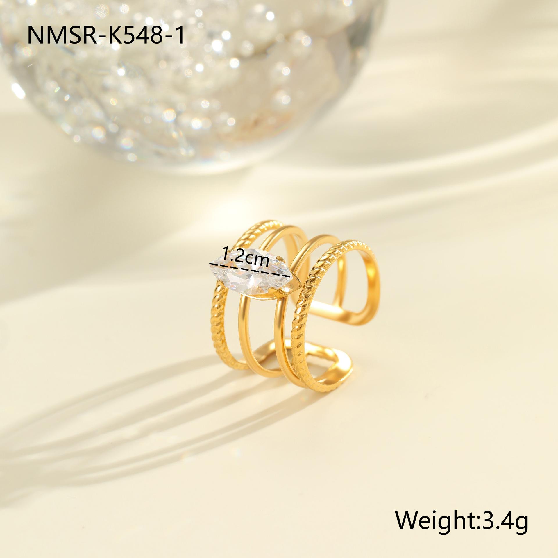 GEMCHIC Women s 18K Gold Plated Stainless Steel Ring with Zircon, Adjustable Geometric Style
