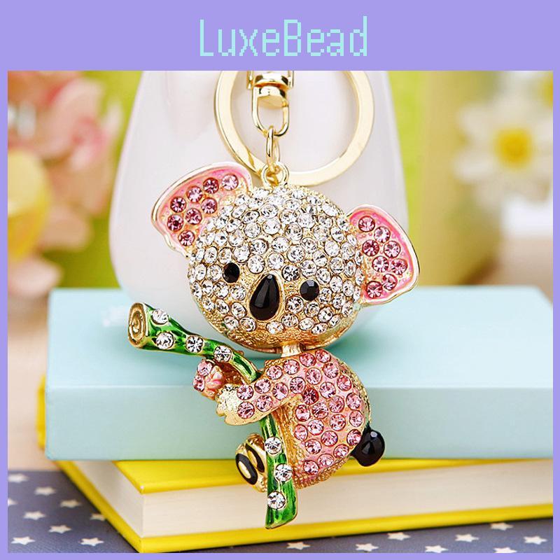 Cute Koala Bear Metal Keychain Ring Women Bag Pendant Wholesale Gift Pink Blue Purple