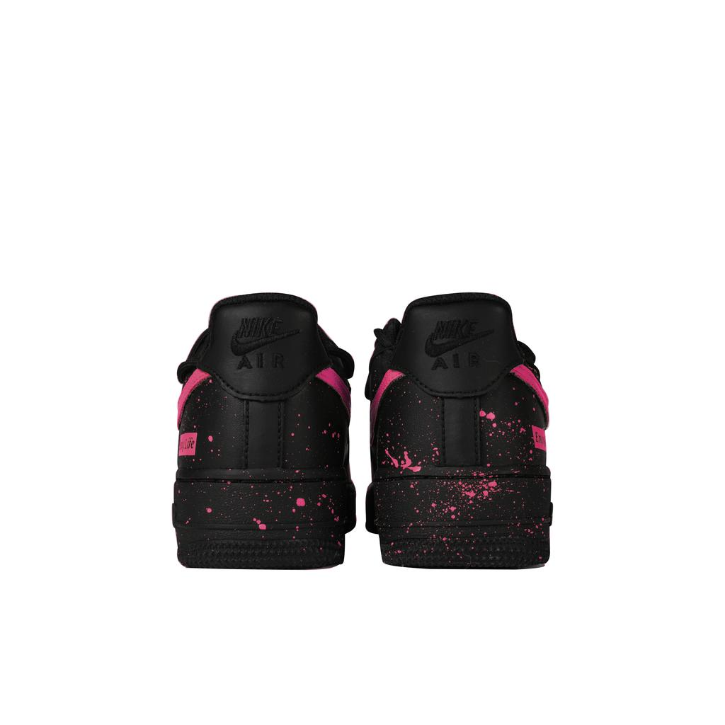 Nike Air Force 1 Leder Low-Top Skateboard-Schuhe Unisex Schwarz Rosa CW2288-001(Team-S-BOX)-Zufällige Verpackungsbeutel