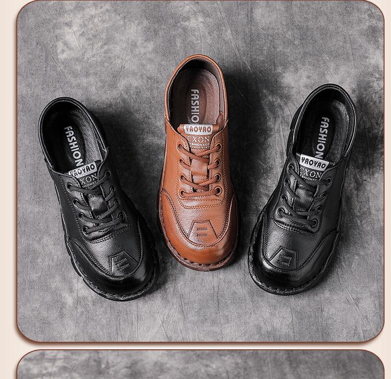 Women's Genuine Leather Retro Wedge Shoes - Comfortable Cowhide Soft Sole, Ideal for Spring and Autumn.