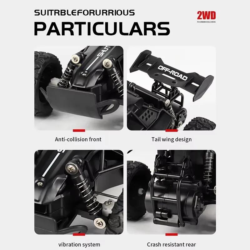 2.4Ghz 20km/h RC Off Road Car 2WD Remote Control Vehicle with LED Headlight Independent Shock Absorber for Children's Racing Toy