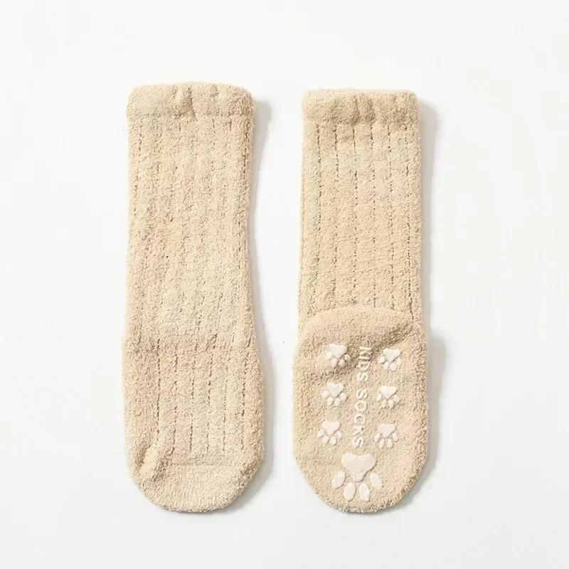 New Warm Baby Calf Sock Simplicity Solid Color Calf Sock for Toddler Boy Girl Indoor Autumn Winter Newborn Non-slip Floor Socks
