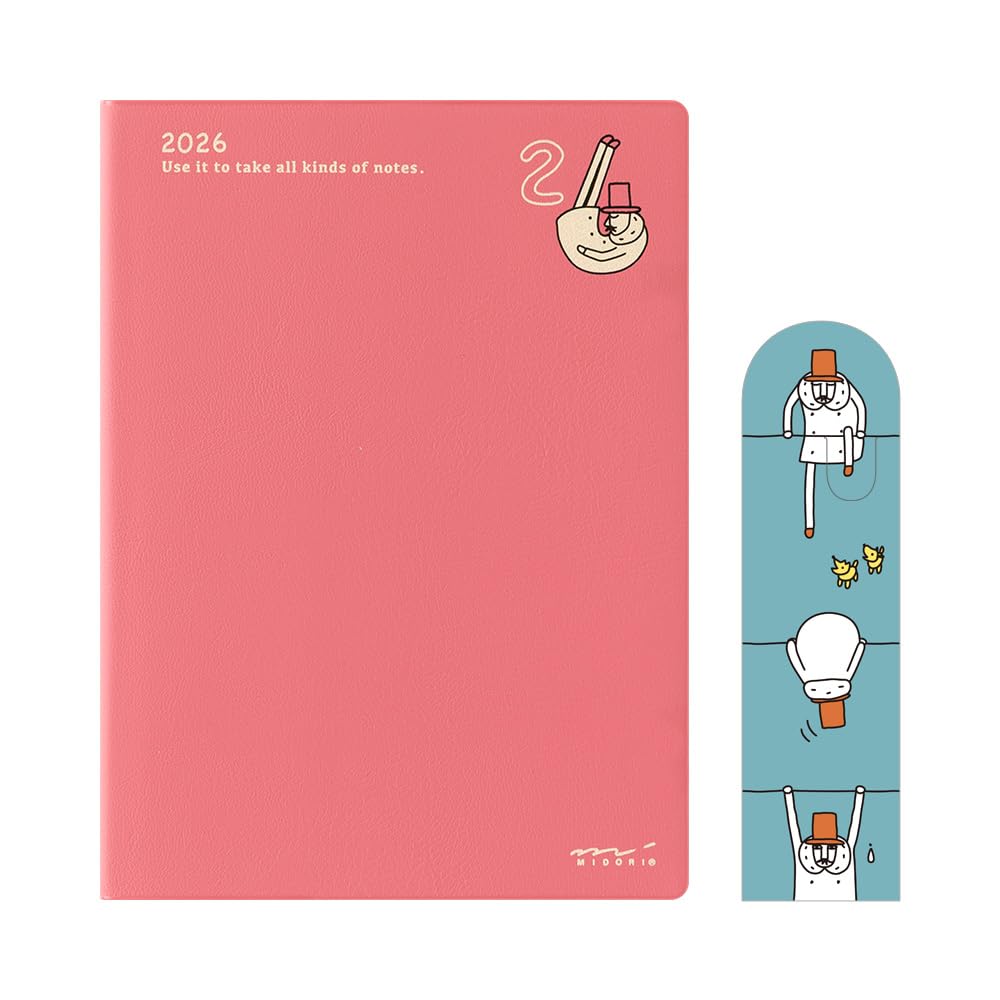 Midori Pocket Diary, 2026 A6 Monthly, Limited Edition, with Bookmark, Old Man Design, 22370006 (Starts January 2026)