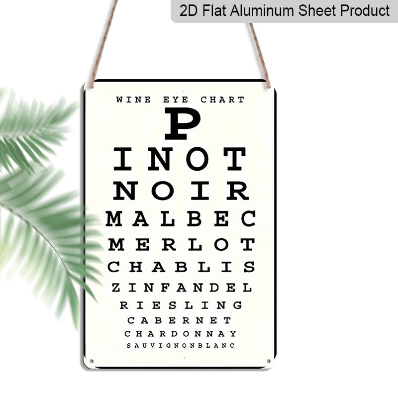 

2D Flat Vintage Wine Sign Rustic 8x12 Vintage Wine Eye Chart Aluminium Metal Sign | Ideal for Home Bar, Kitchen, Cafe, or Garage Wall Decor, No 20*30cm