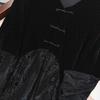 Velvet V-Neck Lace Patchwork Top with Frog Button – Plus Size Chinese Style