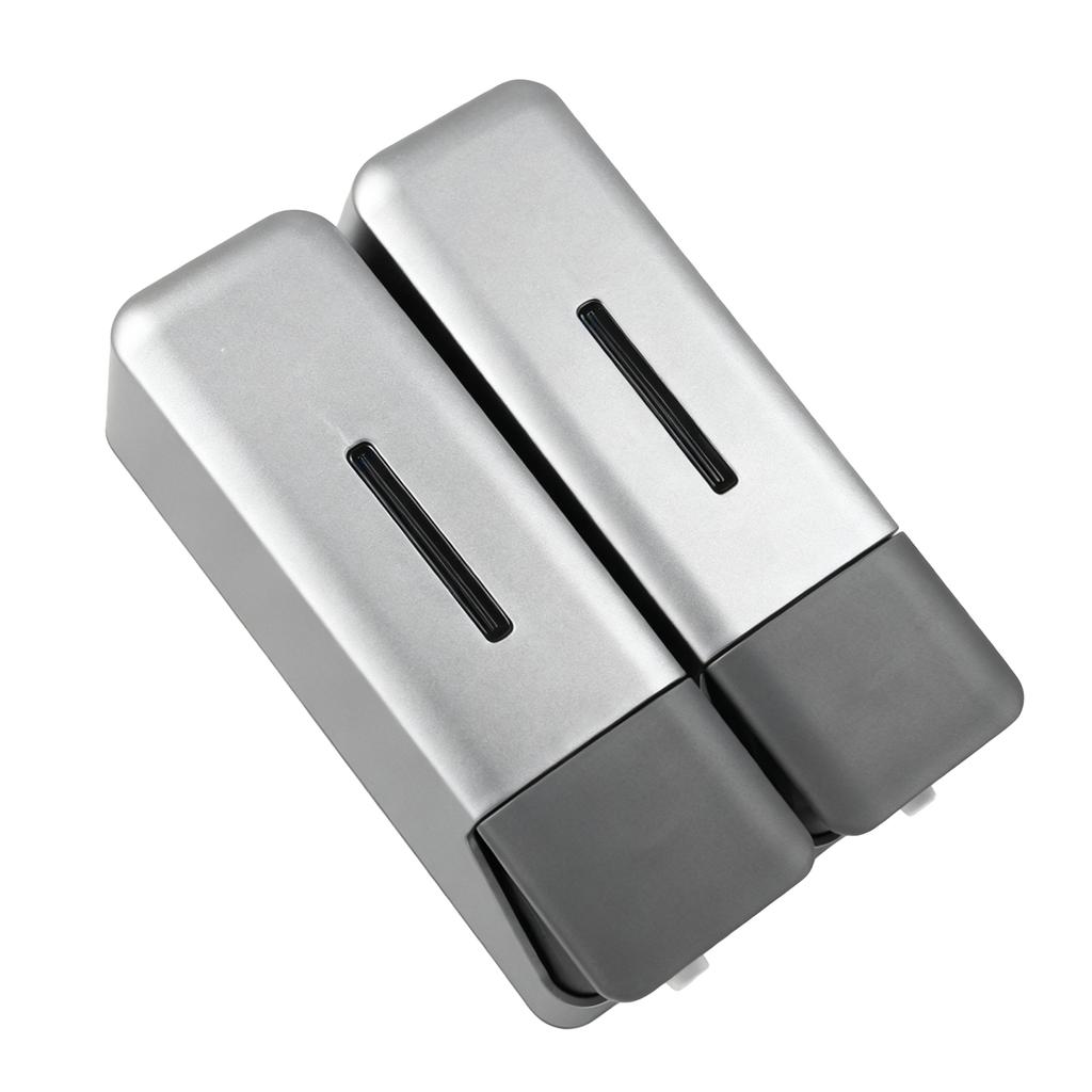 2-Kammer Duschseifenspender Wandmontierter Shampoospender für Badezimmer Hotel 250 ml pro Flasche Silber