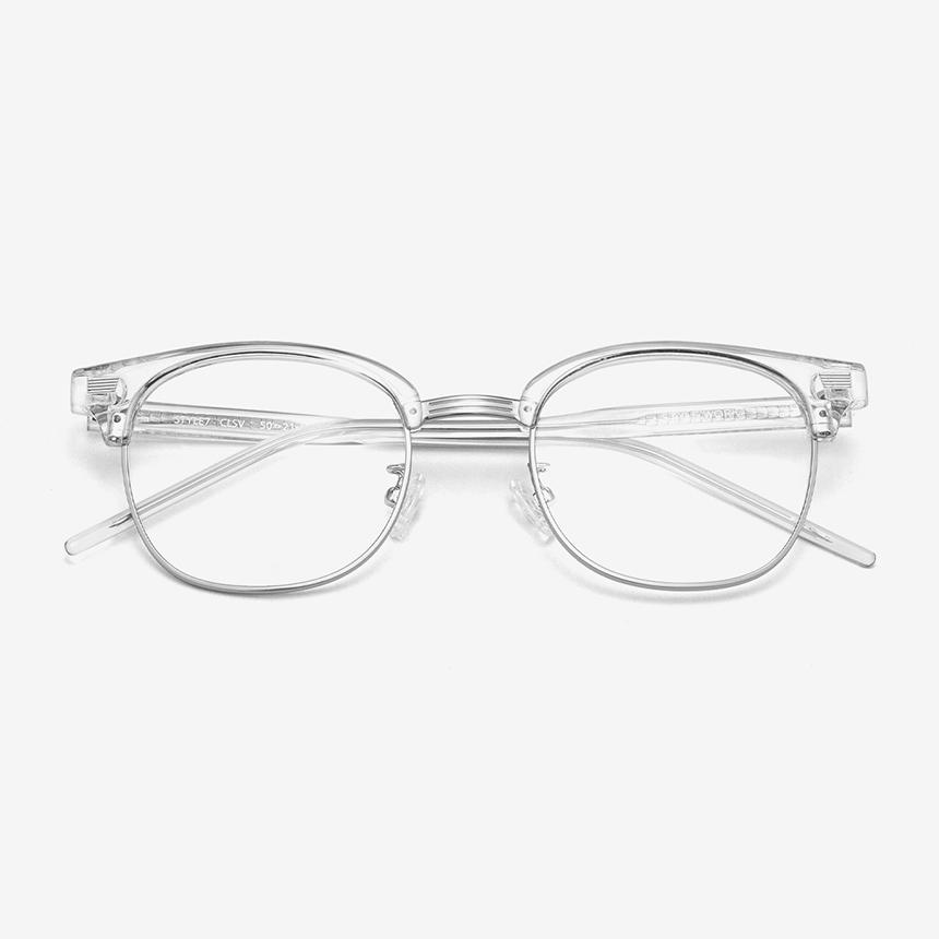 Seutailwokeu Style7 Clsv_Clear & Silver Classic Half-Rim Stylework Eyeglass Frames